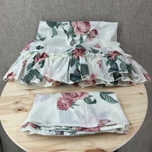 (2)‎ VINTAGE Classic Rose 72" Ruffle Round Tablecloth & 62" Floral